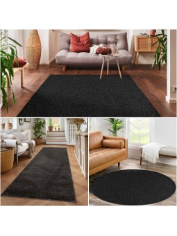 Modern Halı Salon Mutfak Oda Büro Halısı Yumuşak Kısa Havlı Kırçıllı Desen Antrasit